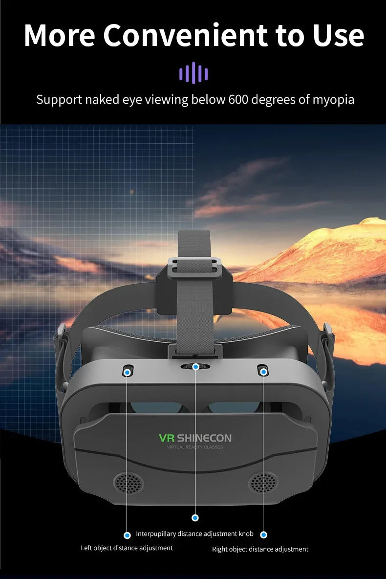 Shinecon Viar 3D VR Glasses Virtual Reality Device Helmet Lenses Headset Goggle Smart For Smartphone Cell Phone Mobile Realidade