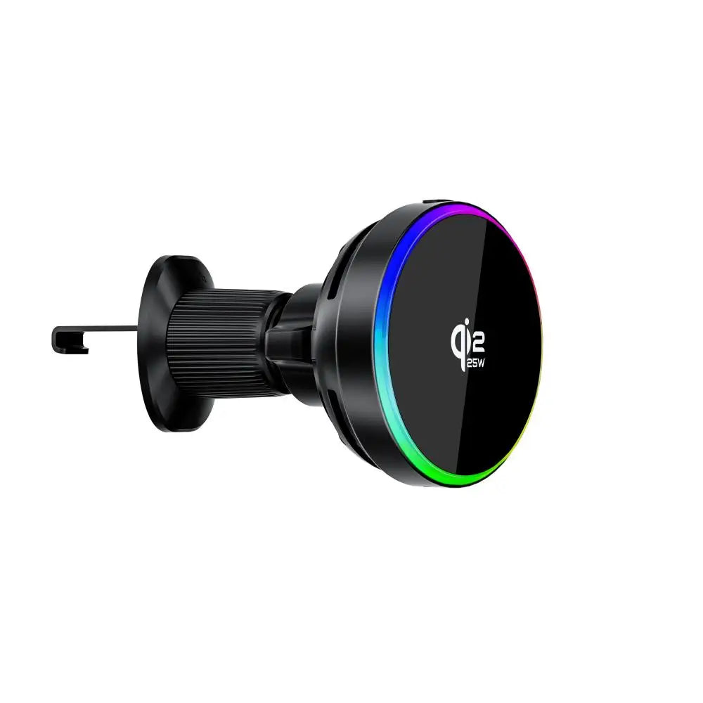 25W Qi2 Magnetic Car Phone Charger Holder with RGB Light Air Vent Mount with Fast Charging & Cooling for iPhone 17 Pro Max