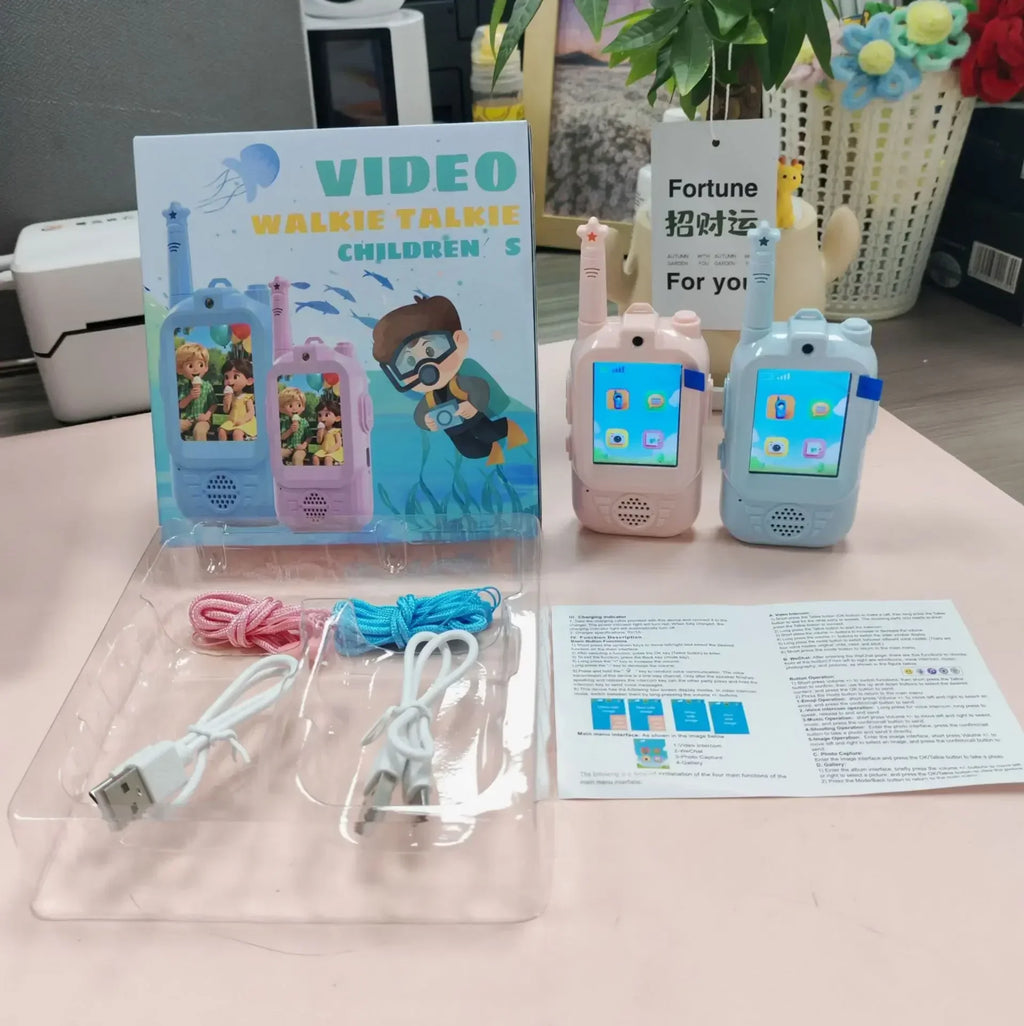 2PC Kids HD-Video Walkie Talkies 3 Styles Intercom USB Charging Indoor Outdoor Boys Girls Age 3+ for Child's Toys Birthday Gifts