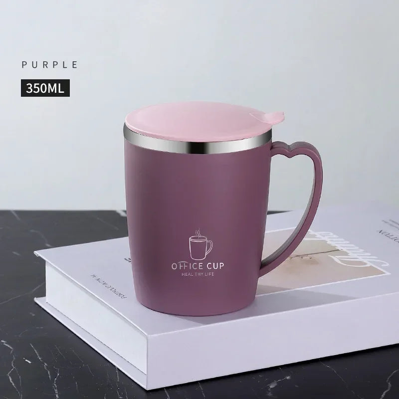 350ml 304 Stainless Steel Mugs Portable Thermal Water Bottle Thermos Mug Coffee Cup with Handle Leak-Proof Insulated Water Cups