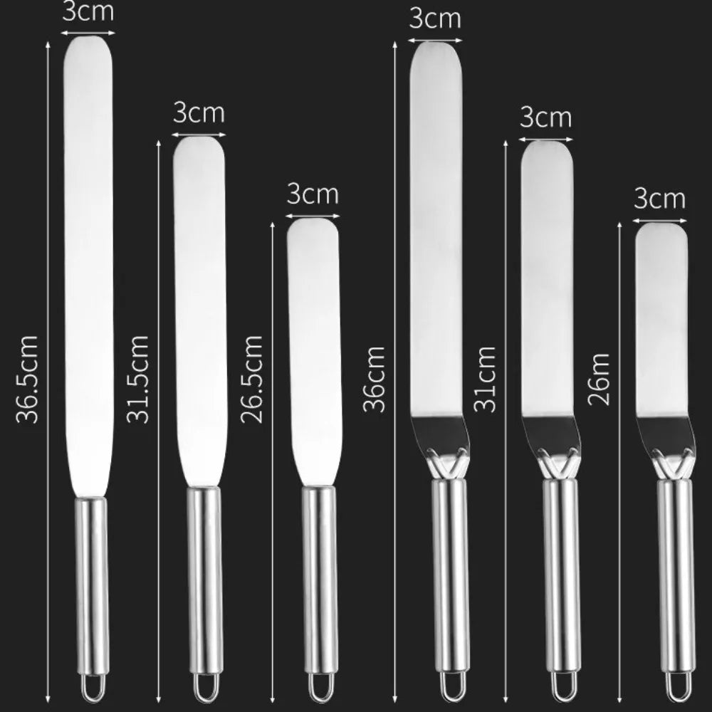 1PC Stainless Steel Cream Spatula Curved/Straight 6/8/10 Inch Cake Decorating Tools DIY Cake Spatula Kitchen Pastry Cake Decor