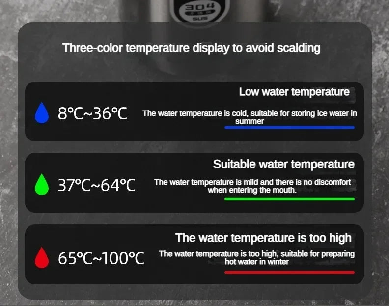 New Vacuum Flask Portable Cups Stainless Steel Thermos Bottle with LED Temperature Display Sus304 Tea Water Bottle