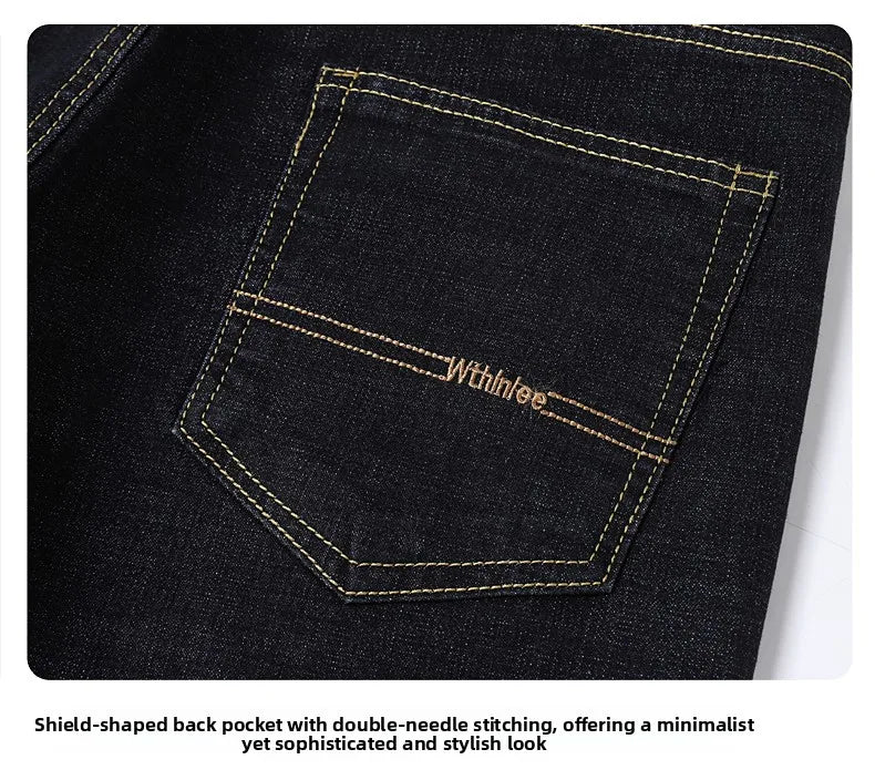 2026 Stretch Stretch Fashion Classic Blue Black Work  New Business Men's Jeans Casual StraightDenim Trousers Male Brand Clothing