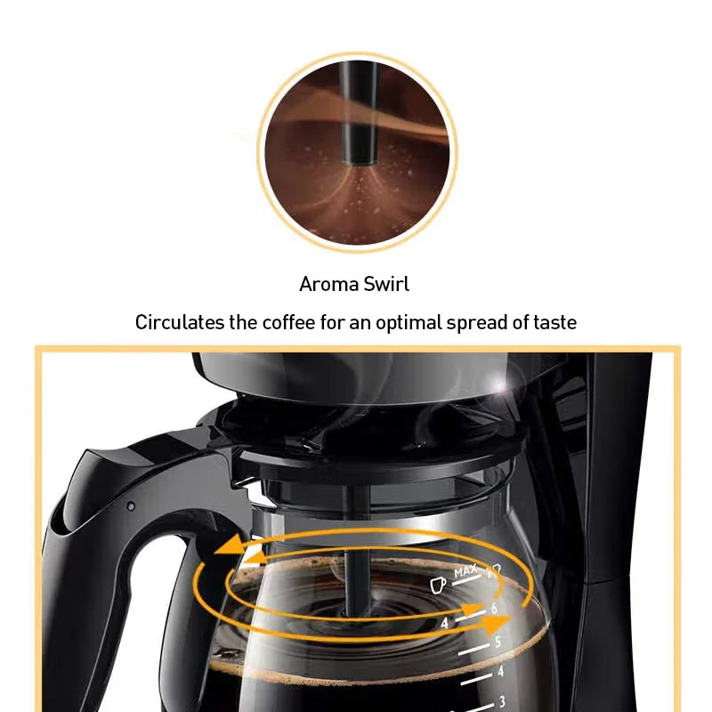 Philips HD7432 Drip Coffee Maker 220V Fully Automatic Coffee Machine 600ML Drip Filter Small Multi-functional Coffee Pot