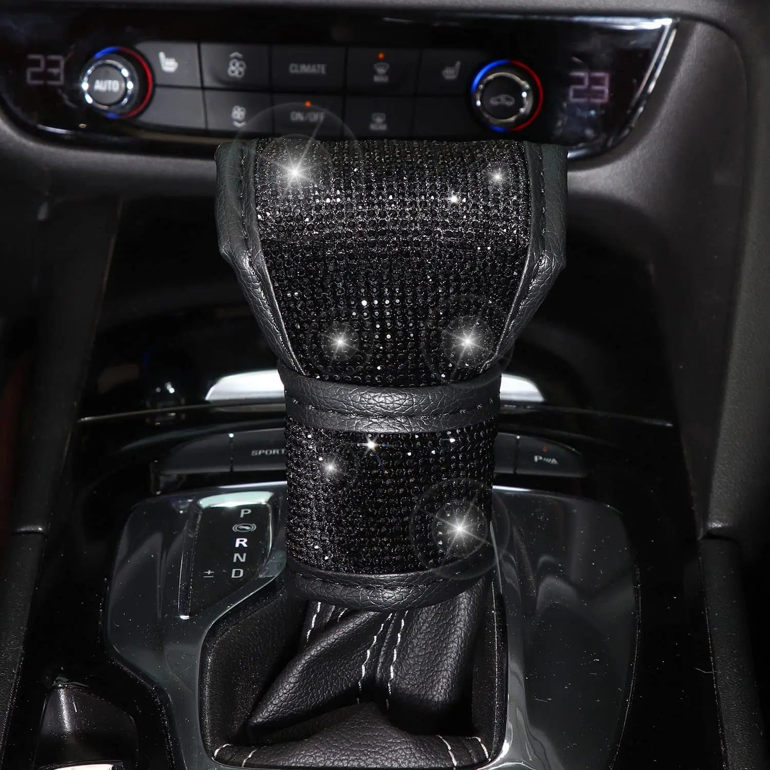38cm Bling Car Accessories Set For Women Rhinestones Steering Wheel Cover Safety Belt Covers Gear Shift Cover Diamond Cup Pads