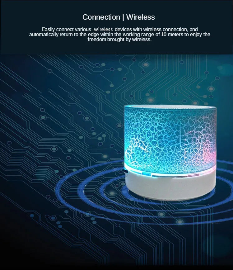 New Mini Portable Car Audio A9 Dazzling Crack LED Wireless Bluetooth Subwoofer Speaker TF Card