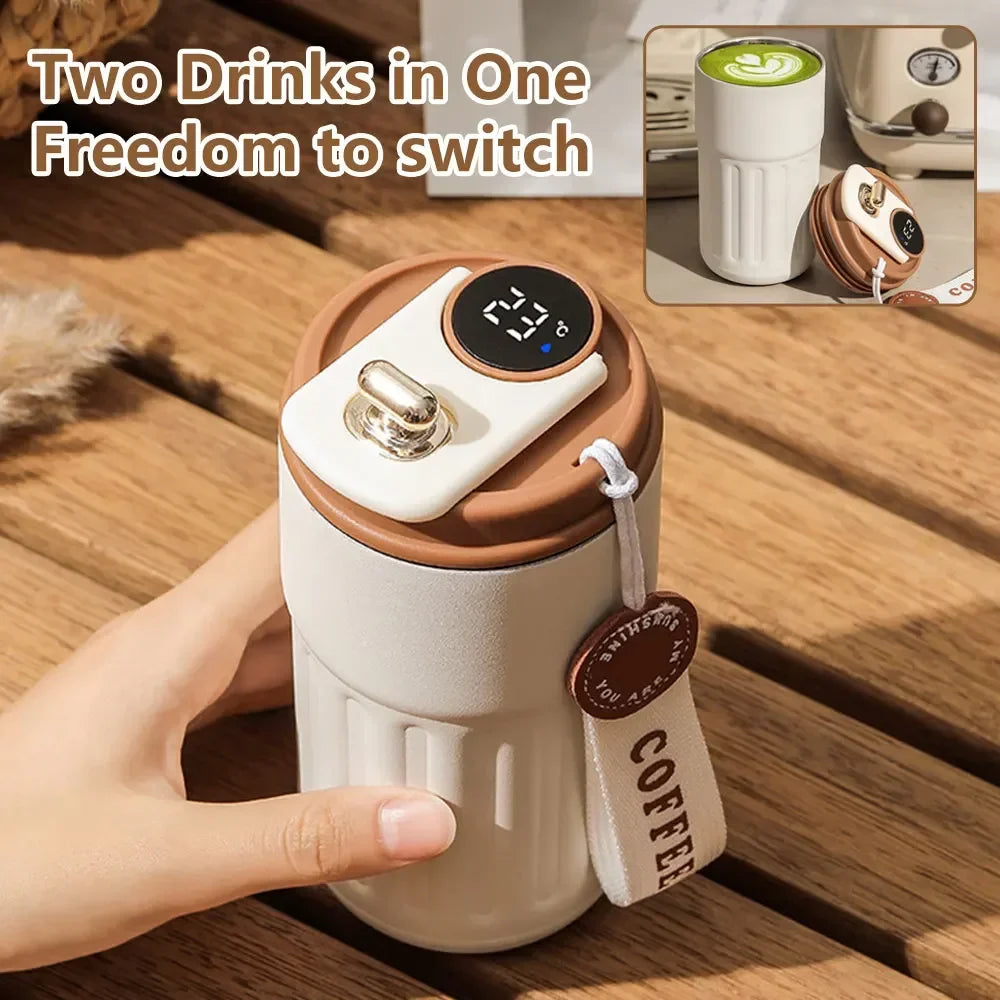 450ml Thermos Bottle Smart Display Temperature 316 Stainless Steel Vacuum Cup Office Coffee Cup Business Portable Thermal Mug