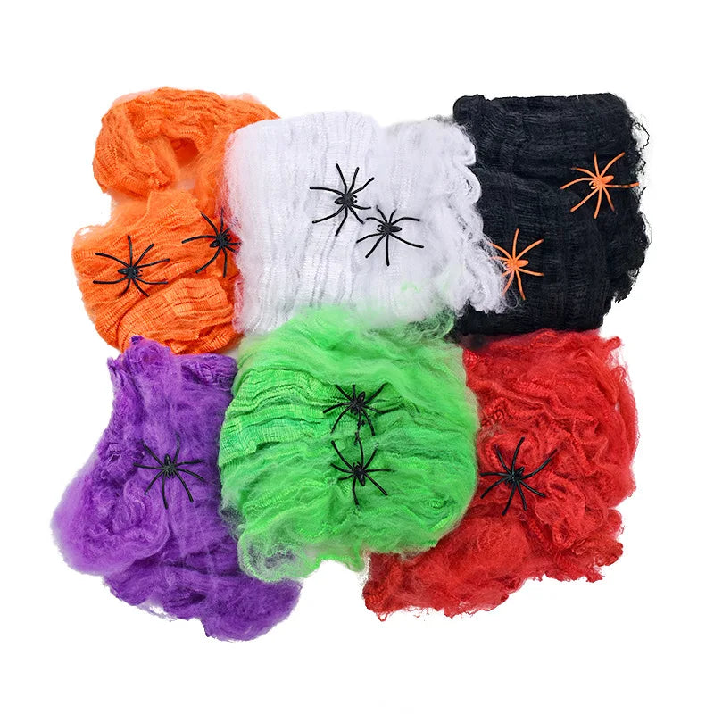 Halloween Decoration White Spider Web Artificial Stretchy Cobweb for Halloween Scary Home Party Scene Props Haunted House Decor