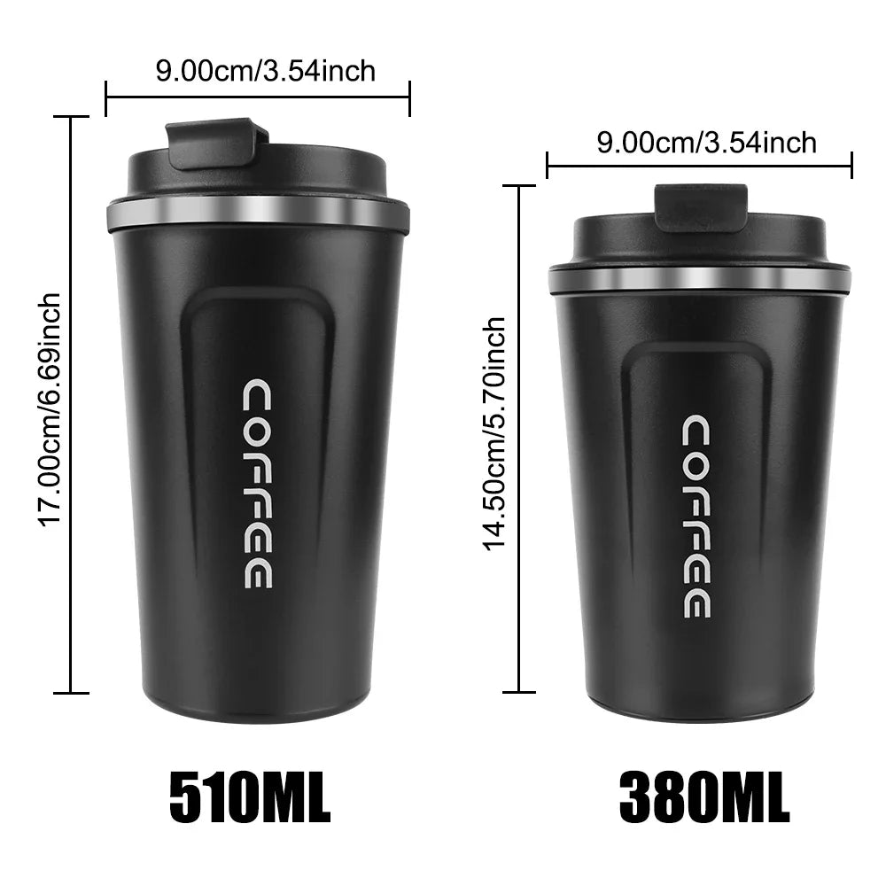 380/510ML Double‑Wall Stainless Steel Insulated Coffee Mug, Leak‑Proof Car Travel Tumbler for Home Outdoor Tea Water Drinking