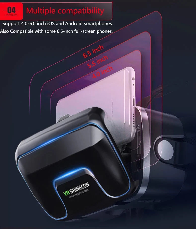 Shinecon Viar 3D VR Glasses Virtual Reality Device Helmet Lenses Headset Goggle Smart For Smartphone Cell Phone Mobile Realidade