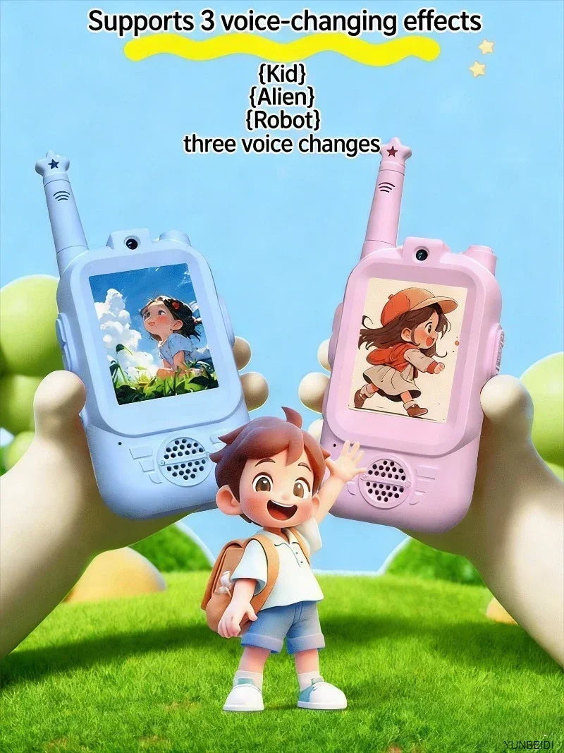 2PC Kids HD-Video Walkie Talkies 3 Styles Intercom USB Charging Indoor Outdoor Boys Girls Age 3+ for Child's Toys Birthday Gifts