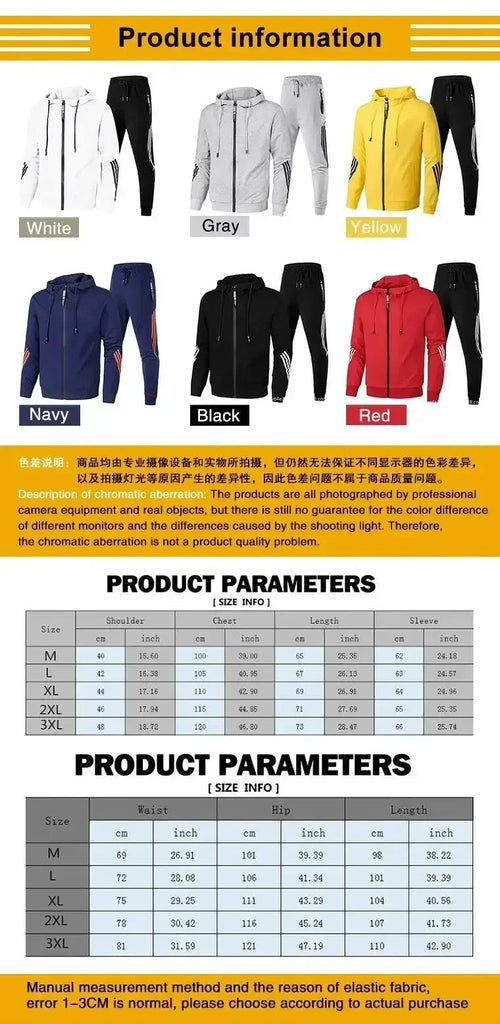 2026 Men's Spring and Autumn Outdoor Zipper Jacket + Athletic Pants Jogging Set Leisure Basketball Fitness Two-Piece Set