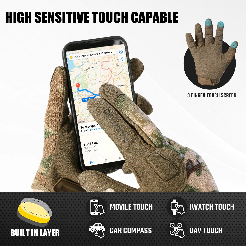 Tactical Full Finger Gloves Touch Screen Breathable Paintball Airsoft Shooting Hiking Combat Sport Hunting Bicycle Work Gear Men