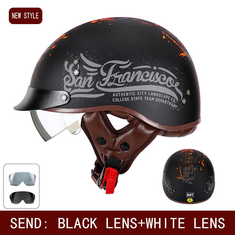 New Standard Electric Motorcycle Helmet Four Seasons Universal Retro Half Helmet Cruise Motorcycle Helmet for Men and Women