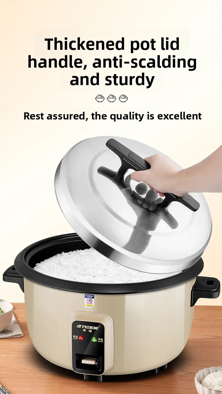Large capacity 13L old-style rice cooker for 10-15-20 people, suitable for canteens, restaurants, and commercial use.