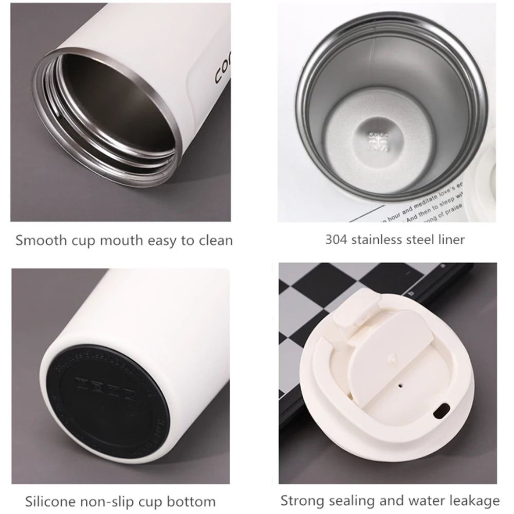 380/510ML Double‑Wall Stainless Steel Insulated Coffee Mug, Leak‑Proof Car Travel Tumbler for Home Outdoor Tea Water Drinking