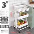 Slim Roll Basket Office Bathroom Use Food Storage Tier 3 Layer Rotating Utility Trolley Islands Mobile Kitchen Cart with Wheels