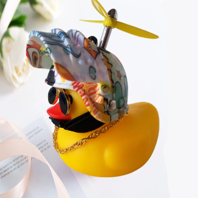 Broken Wind Rubber Duck Motor Accessories Yellow Duck with Helmet Auto Car Accessories Duck In The Car Car Interior Decoration