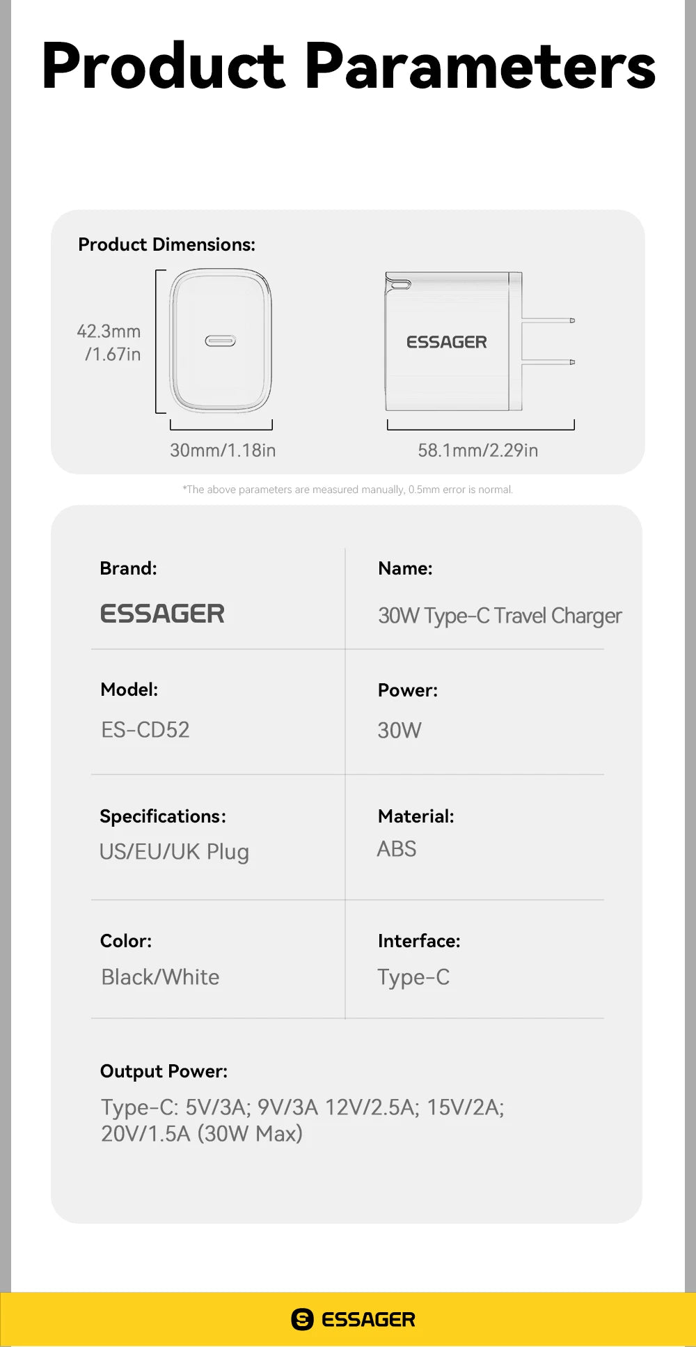 Cargador Mini USB-C 30W | Compacto y Potente - Compatible iPhone y Samsung