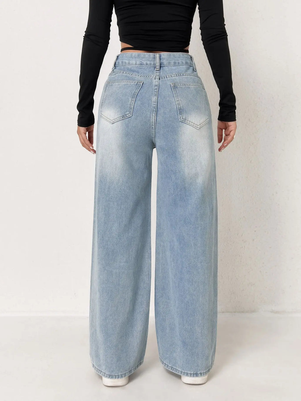 Jeans For Woman Y2k Clothes Light Blue Wide Leg Denim Pants Loose Fashion Simple Stretch Free Four Seasons Popular Casual