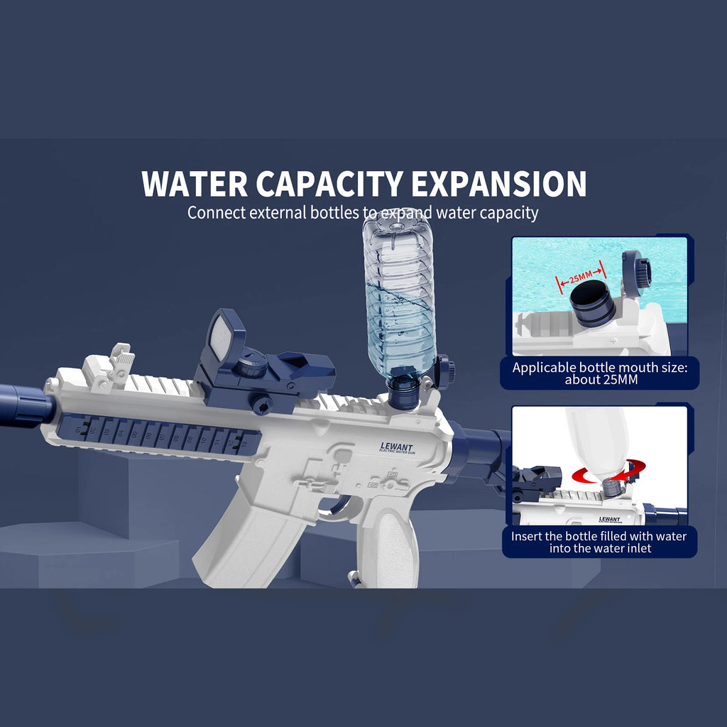 Unilabo M416 Electric Water Gun - Battery Powered With External Water Bottle Attachment - Perfect For Kids & Adults Outdoor Fun