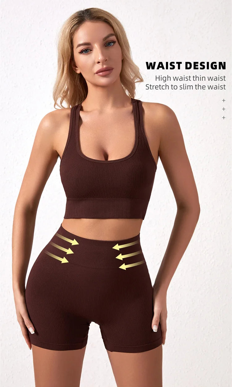 1Set Womens Underwear Set Wireless Lingerie Panties Bra Female Sexy Seamless Tank Crop Top Lady Sports Fitness Yoga Clothing Set