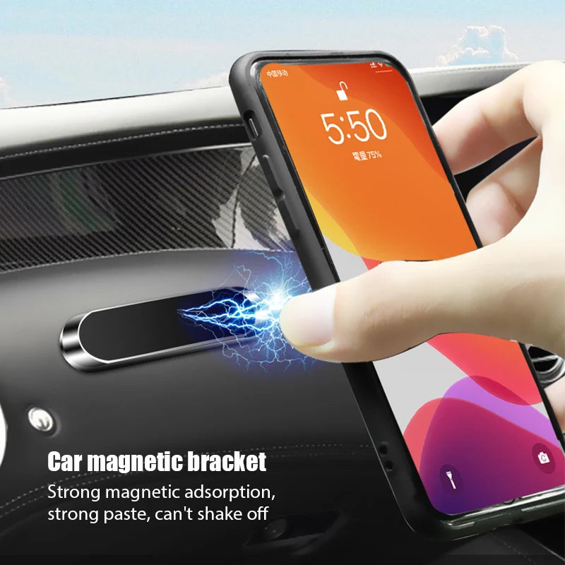 Strip Metal Magnetic Phone Holder Magnetic Car Phone Holder Stand Zinc Alloy Magnet Car GPS Support Mount Cellphone Holder Stand