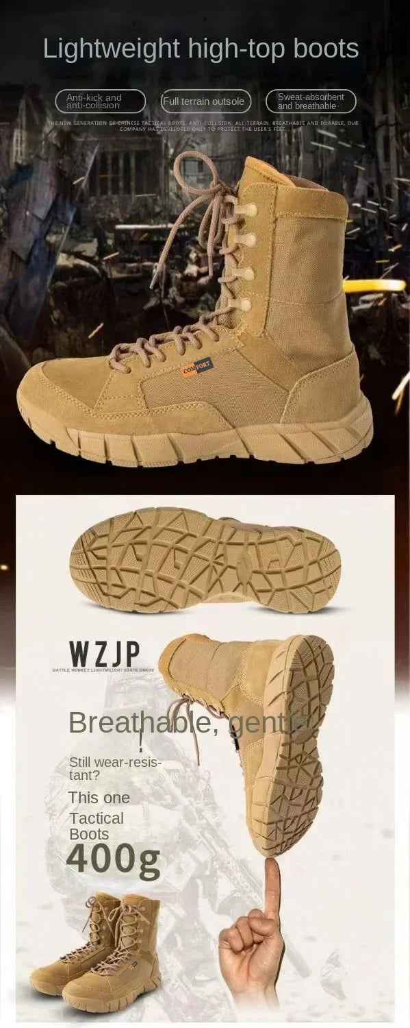 Lightweight Men Tactical Shoes Combat Boots Training Lace Up Waterproof Outdoor Botas Hiking Breathable Shoe