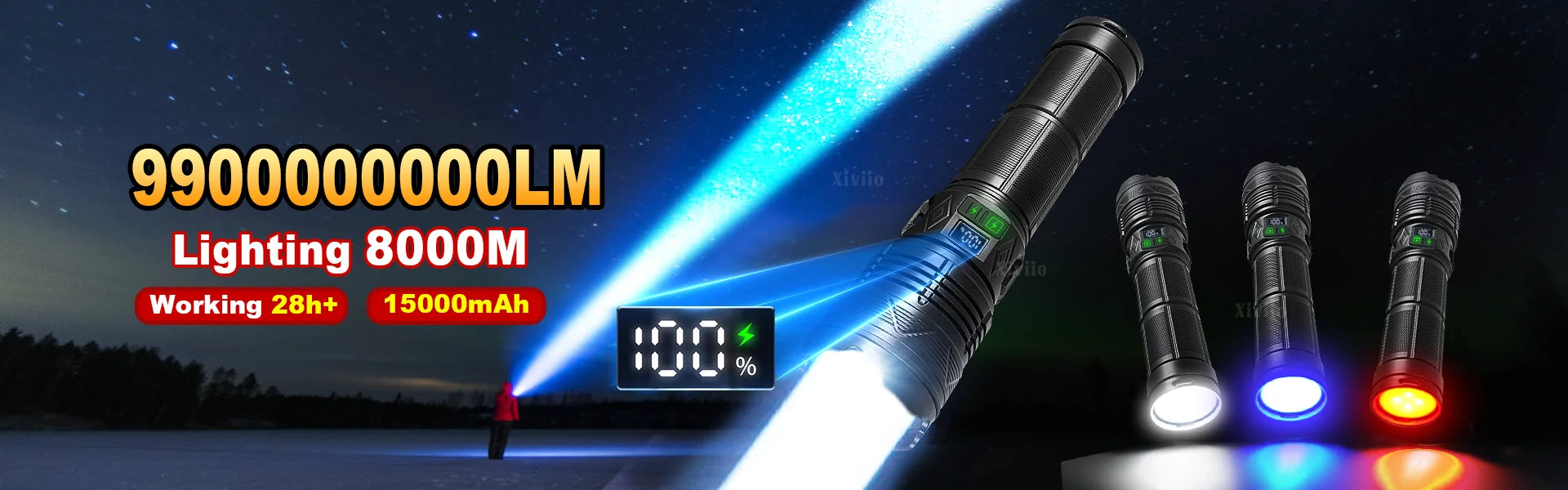 99000000LM 1500W Ultra Powerful Flashlights Rechargeable LED Tactical Torch Super Bright Lamp Outdoor Adventure Fishing Camping