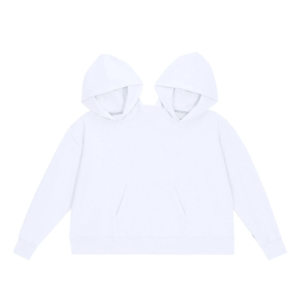 Mens Womens Two Person Ugly Hoodie Intimate  Loose Solid Sweatshirt One-Piece Couples Pullover Holiday Party Jumpers Tops