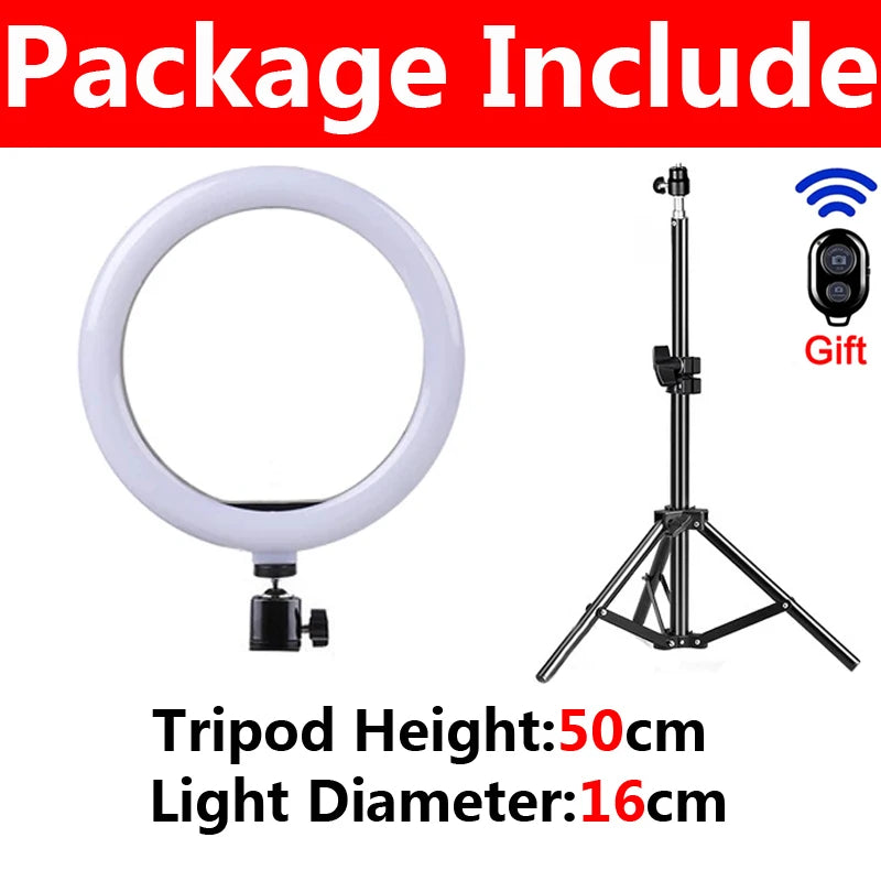 LED Selfie Ring Light Portable Photography 12 inch Fill Lighting Lamp With Tripod & Remote control For Youtube Tiktok Video Live