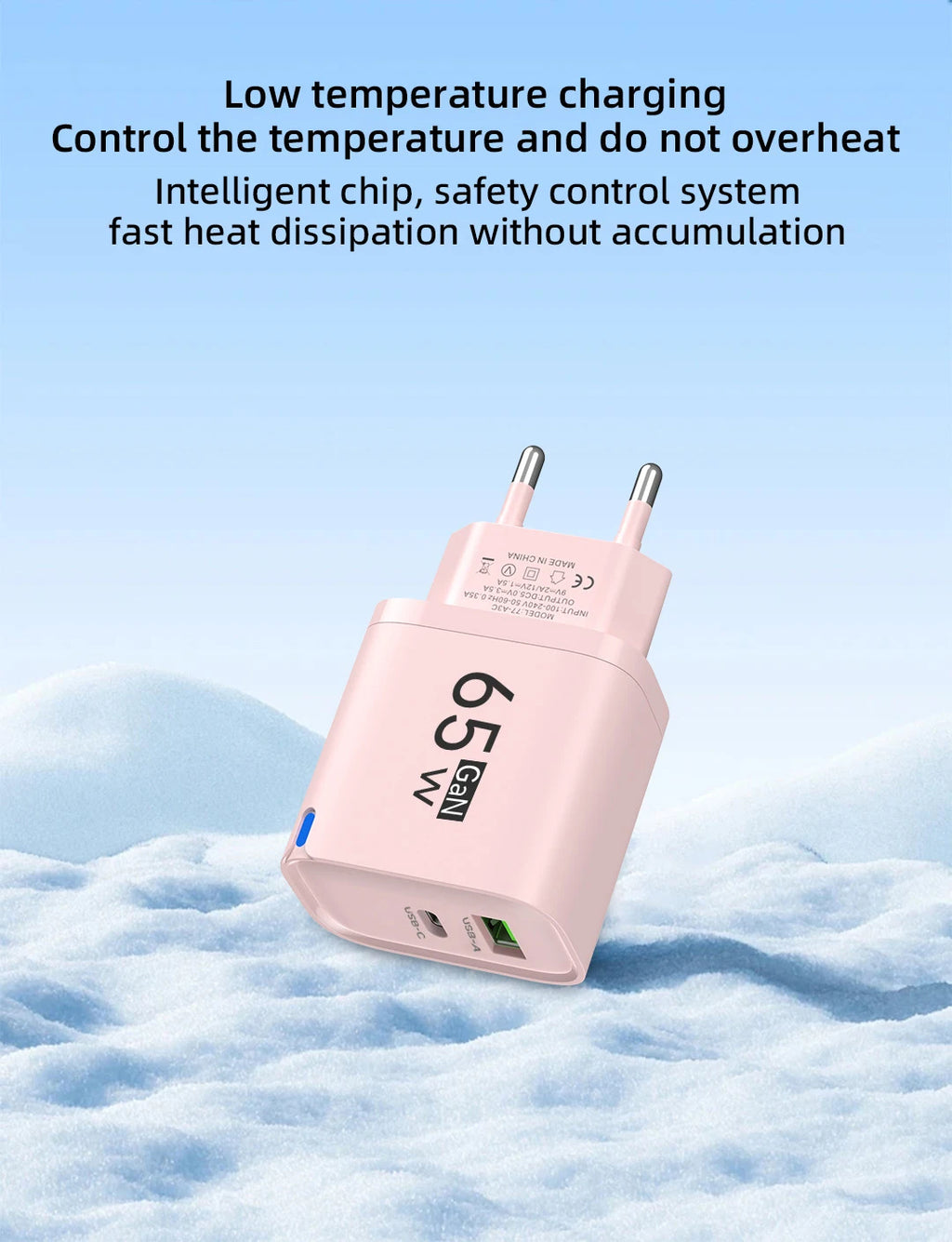 Cargador USB-C 65W Carga Rápida | Compatible iPhone, Samsung y Xiaomi