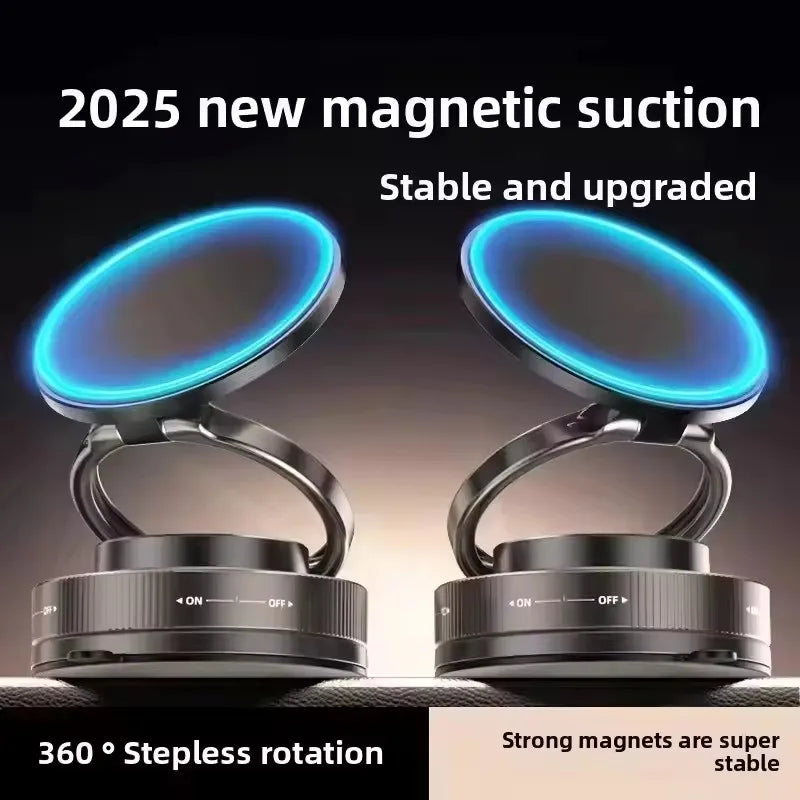 Car Phone Magnetic Stand Mechanical Vacuum Suction Cup Rotate 360° Magnetic Adsorption Bracket Navigation Universal Holder