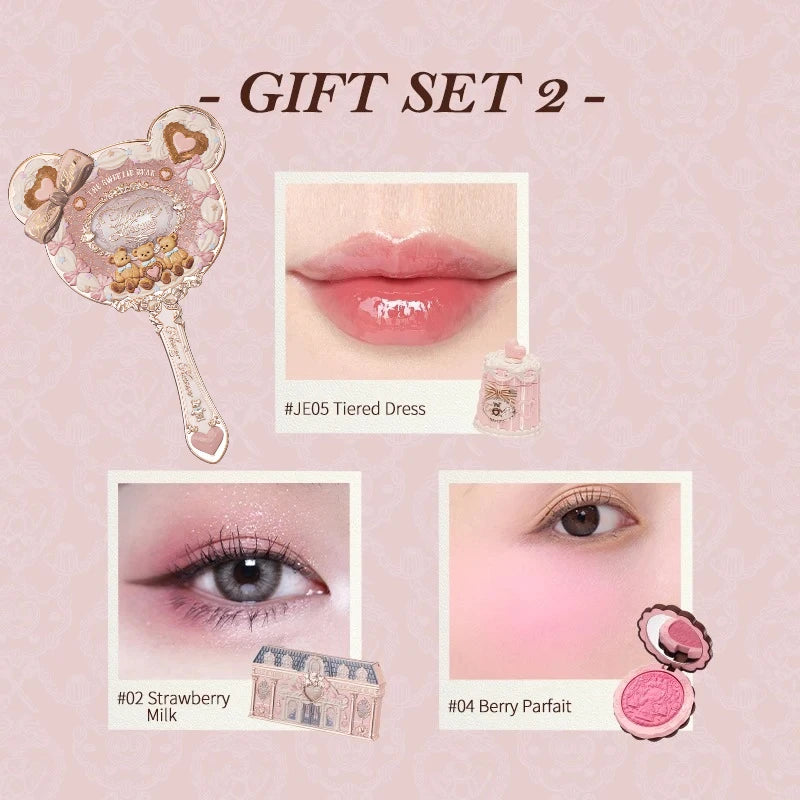 Flower Know Sweetie Bear Makeup Set Shimmer Matte Blush Lipstick Kit