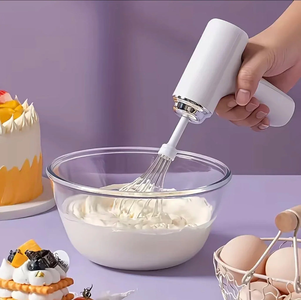 Electric Egg Beater Wireless Electric Food Mixer Handheld Mixer with 3 Speed Settings Baking Dough Cake Cream Milk Whisk