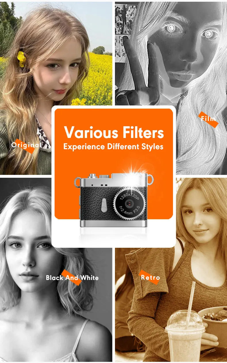 S142 Retro Digital Camera 720P Video Recorder LED Fill Light 0.96 Inch IPS Screen Portable Mini Digital Camera