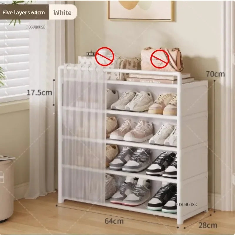 Multi layer Shoe Rack with Drawer for Entryway Hallway Storage Durable Metal Frame Indoor Organizer Space Saving Hanger Unit