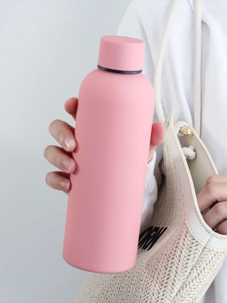500ml Insulated Bottle Solid Color 304 Stainless Steel Jug with Lid Large Capacity Ice Coffee Cup Portable for Driving Travel