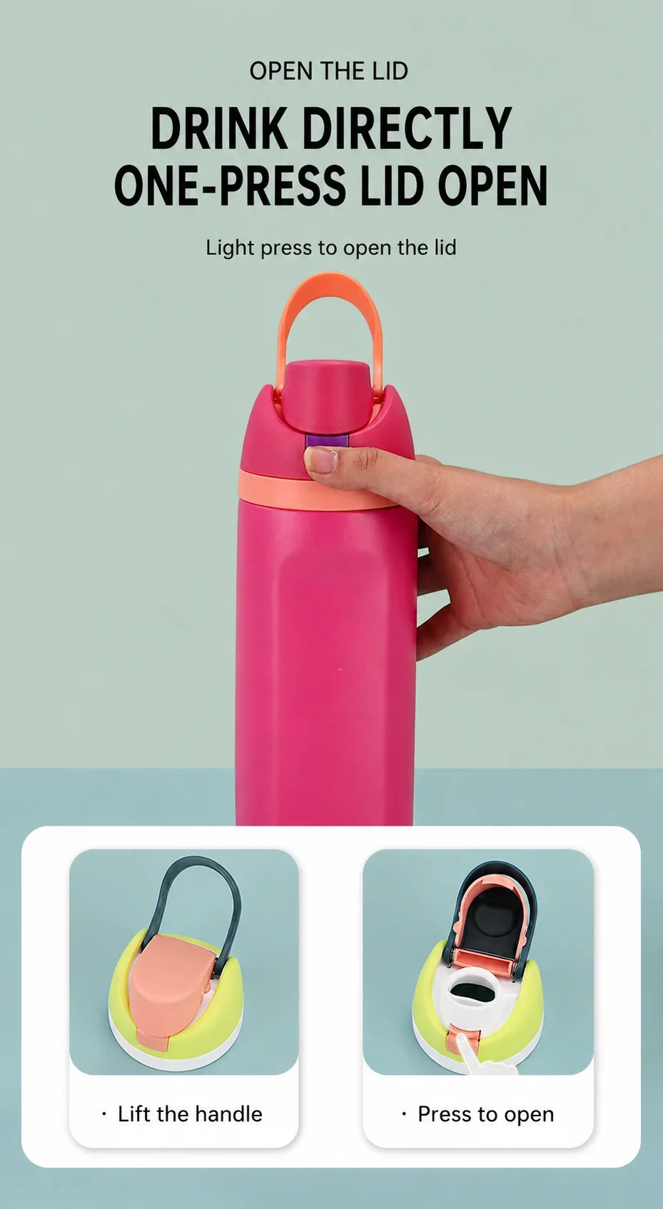 304 Stainless Steel Thermal Cup 480/710ML Leakproof Vacuum Insulated Bottle for Sports Travel Car Daily Drinking
