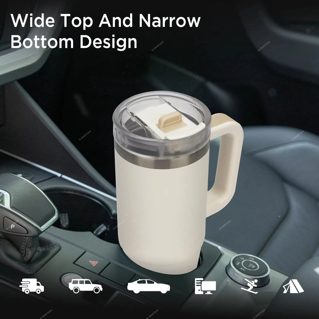 Tyeso 900ml/1200ml Big Capacity Thermal Mug Stainless Steel Insulated Water Bottle with Straw Outdoor Travel Car Tumbler