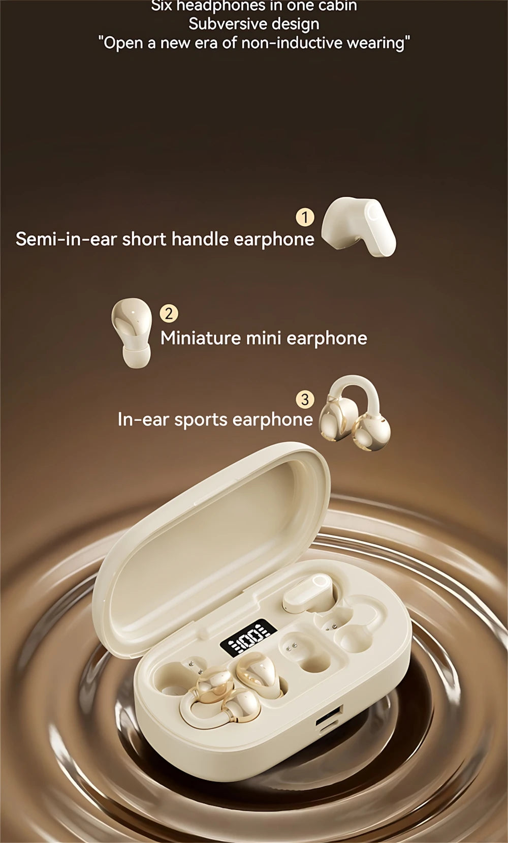 6 Earphones Wireless Bluetooth Headphones Smart Touch Half Ear Clip Ear Sleeping Couple Creative Gifts Noise Reduction Headsets