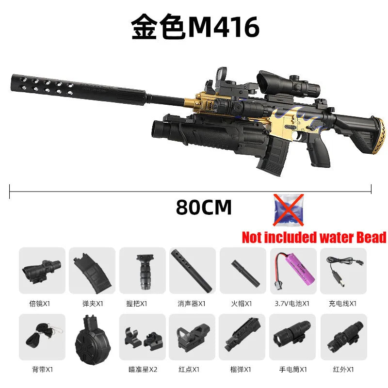 416 Fully Equipped Manual-Automatic Toy Gun That Can Fire 7-8mm Hydrogel Bullets, Boy's Toy with Manual Infrared Feeding Style, New Year Gift