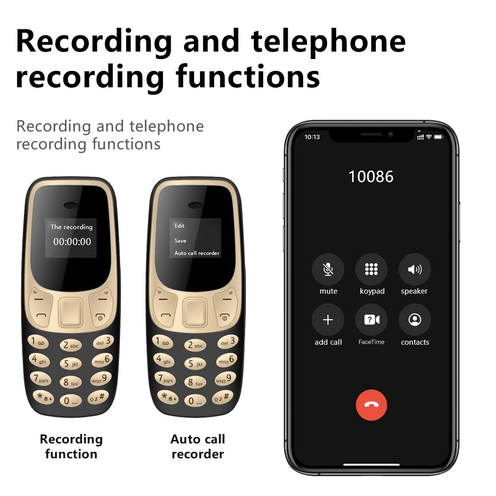 SERVO BM10 Mini Feature Phone Dual SIM Dual Standby Voice Dialing Low Radiation Mp3 Player With Earhook Pocket Cellular Phone