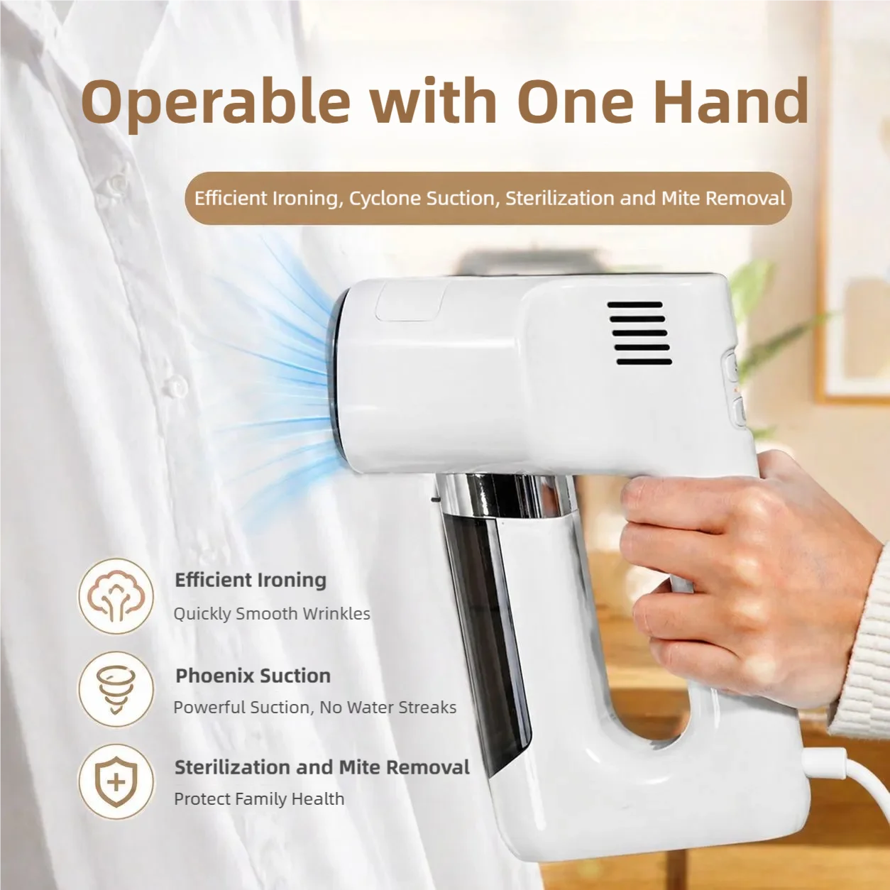 TINSOL Vacuum Suction Steam Hanging Iron 1200W Home Use with Two-Level Suction Ironing Machine, Dry and Wet Dual-Use Steam Iron