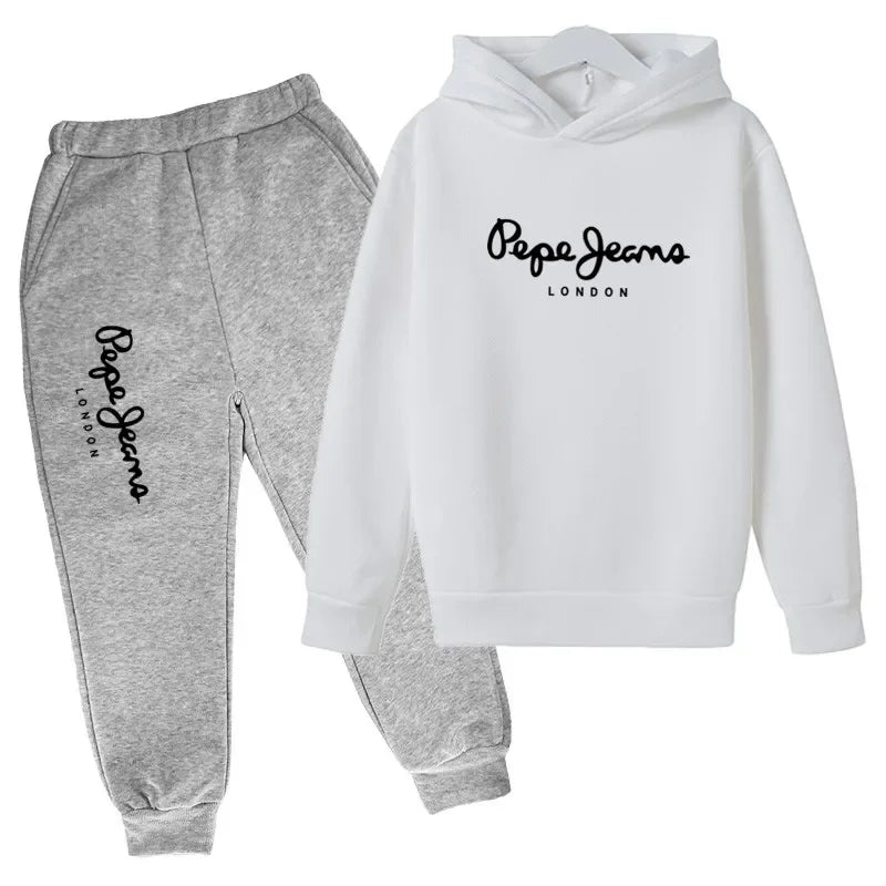 Leisure Letter Print 2pcs Hoodie+Pants Tracksuits 3-13 Years Boys Girls Spring Autumn Outfits Streetwears Children Clothes