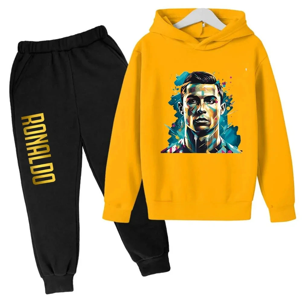 Ronaldo CR7 Print Football Idol Clothing Children Hoodie 2pcs Set Pants Suit Kids Boys Tracksuit Girls Clothing Sport Tracksuits