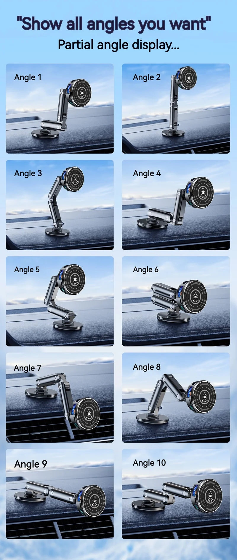Universal Metal Car Magnetic Semiconductor Cooling Phone Holder RGB Light 3 Level Adjustable for iPhone 16 15 14 13 12 Samsung