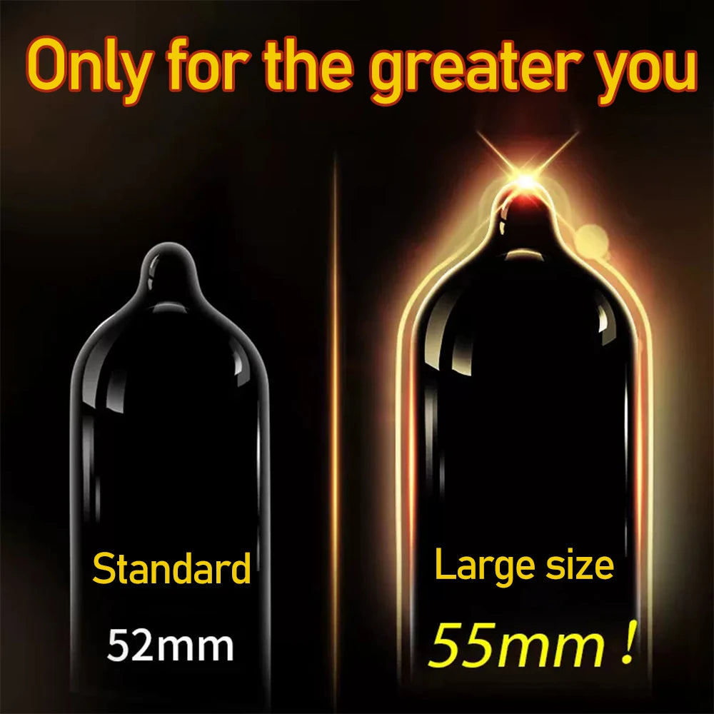 5Box 55mm Men's Condoms Big Size for Men Ejaculation Natural Latex Ultra Thin XL Penis Sleeve Adult Supplies Safer Sex Tools