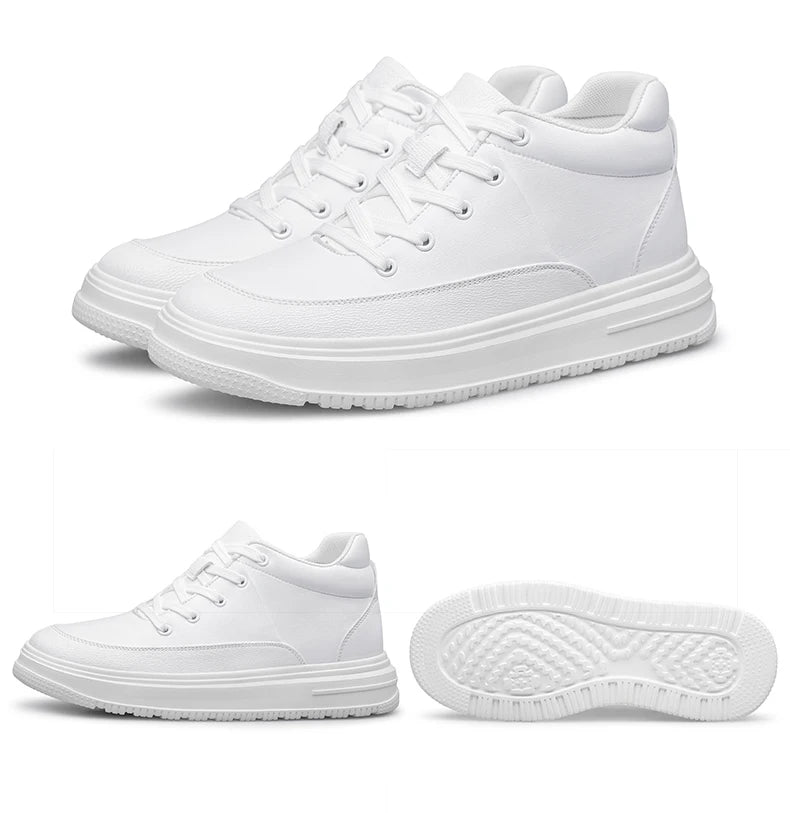 New Invisible Inner Height Increasing Men's Shoes 8cm Trendy Sports Shoes White Shoes British Height Increasing Casual Sneakers