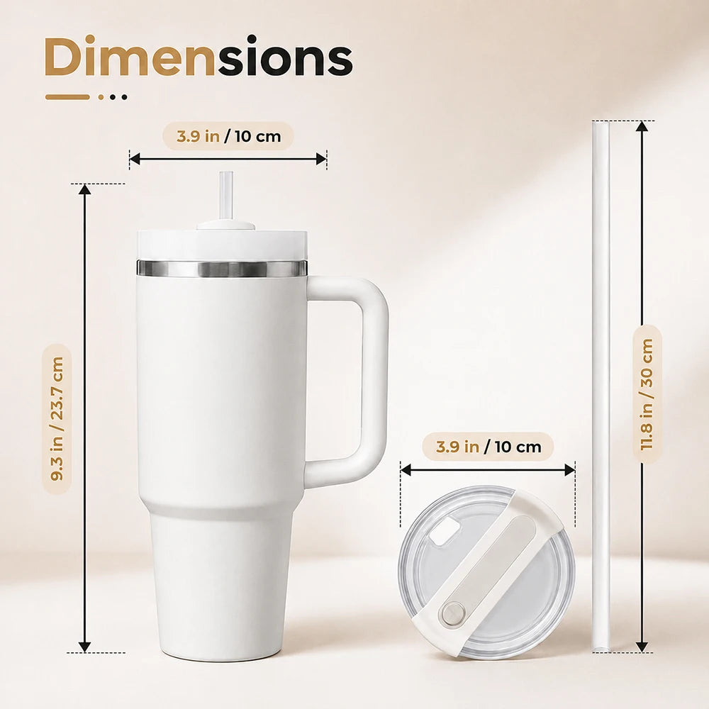 Tool Brand DeWalt Banner Vacuum Flasks 40oz Insulated Tumbler with Handle, Straw and Lid, Stainless Steel Travel Cup
